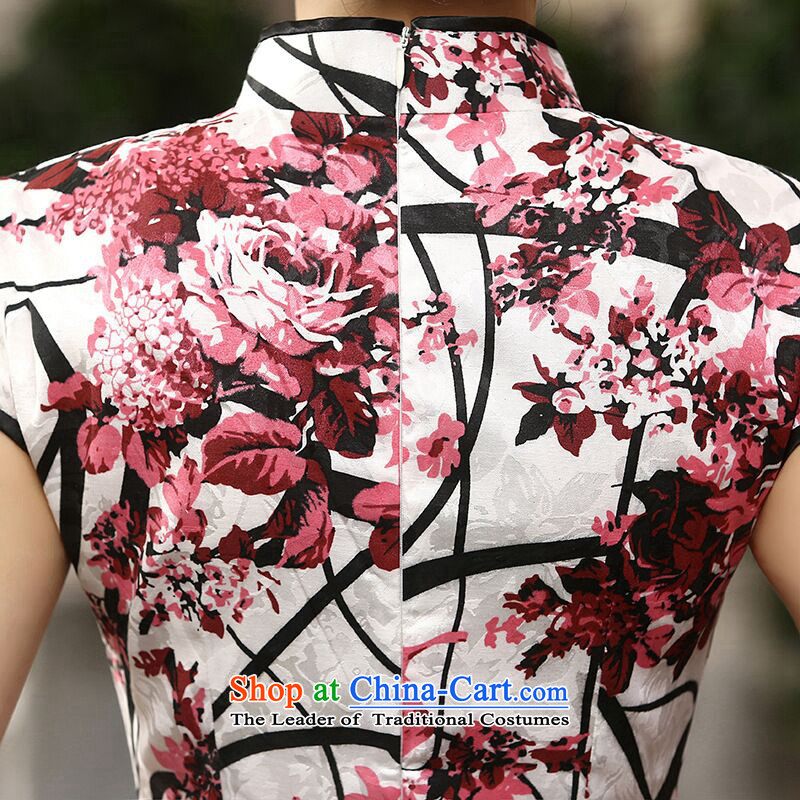Dan smoke new short Chinese qipao Ms. collar disc clip cotton comfortable refined version of elegant qipao dresses shallow  bin Laden, L, smoke has been pressed to recall that shopping on the Internet