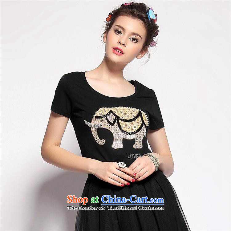 Orange Tysan *2015 New T-shirts cartoon elephant stamp nail-ju T-shirt female pure color, short-sleeved T-shirt Q151213 black L picture, prices, brand platters! The elections are supplied in the national character of distribution, so action, buy now enjoy more preferential! As soon as possible.