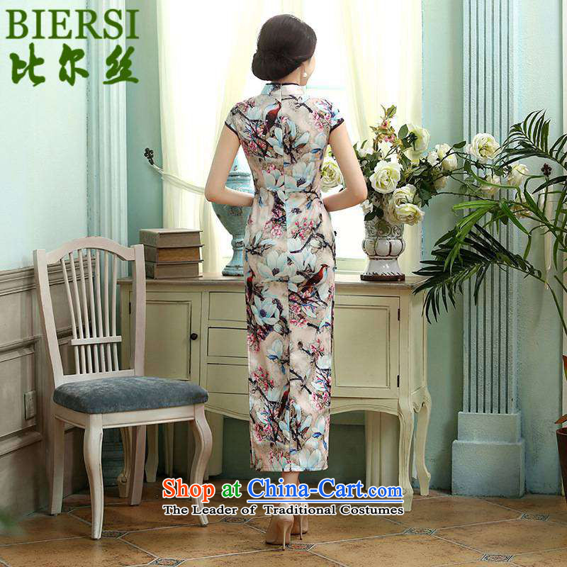 The Bill was a trendy new improvement of Chinese President Tang dynasty collar is traversed by the classic Tray Tie long short-sleeved Sau San qipao LGD/C0015# figure XL, Carl Bildt silk , , , shopping on the Internet