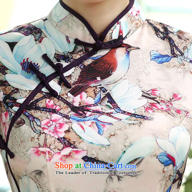 The Bill was a trendy new improvement of Chinese President Tang dynasty collar is traversed by the classic Tray Tie long short-sleeved Sau San qipao LGD/C0015# figure XL, Carl Bildt silk , , , shopping on the Internet