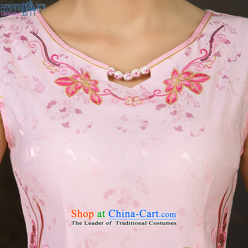 2015 new summer for women of nostalgia for the CHINESE CHEONGSAM female Sau San temperament embroidered short, dresses XXL, red blue rain butterfly according to , , , shopping on the Internet