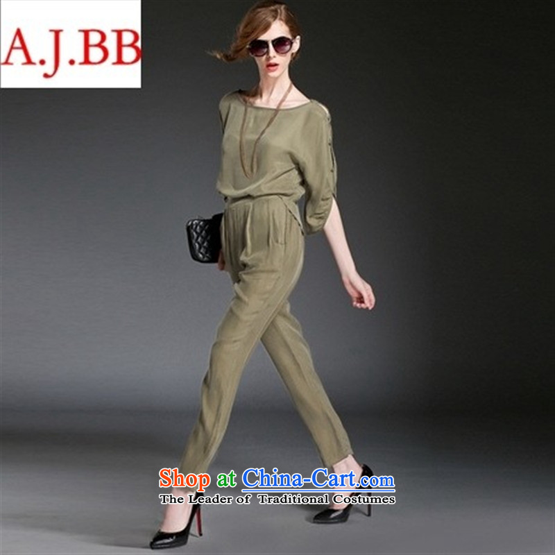 Orange Tysan *2015 fall inside the new Europe and stylish copper wire and the fifth sleeved shirt 9 Harun trousers leisure two kits green L,A.J.BB,,, shopping on the Internet