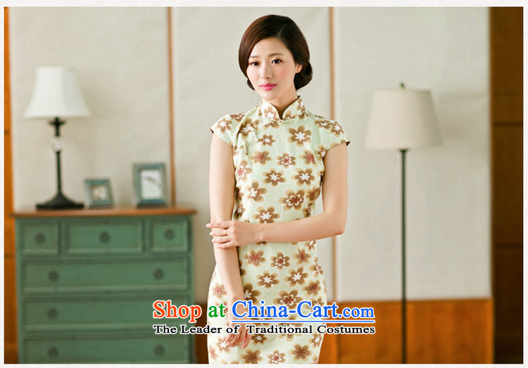Yuan of 2015 Summer daisies new cheongsam dress cheongsam dress retro improved daily ethnic cotton linen dresses female YS light green XL Photo, prices, brand platters! The elections are supplied in the national character of distribution, so action, buy now enjoy more preferential! As soon as possible.