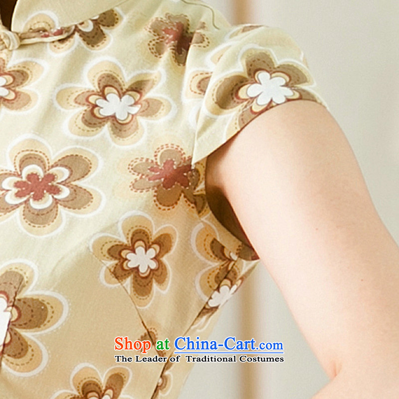 Yuan of 2015 Summer daisies new cheongsam dress cheongsam dress retro improved daily ethnic cotton linen dresses female YS light green XL, YUAN YUAN (SU) , , , shopping on the Internet