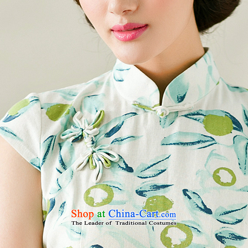 Mr Yuen Sui Arabic New Pixel-to-day summer improved qipao retro ethnic women saika cheongsam dress cheongsam dress female YS white green , L, YUAN YUAN (SU) , , , shopping on the Internet