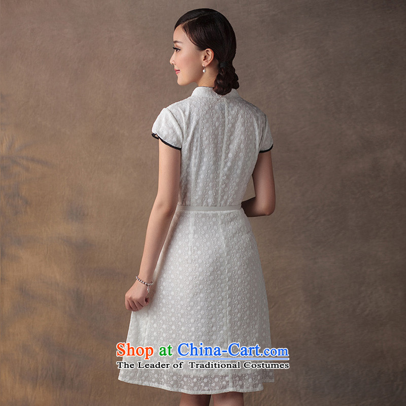 A Pinwheel Without Wind-yat Sophie collar dresses Summer 2015 Sau San embroidered chiffon cheongsam dress ivory XL, Yat Lady , , , shopping on the Internet