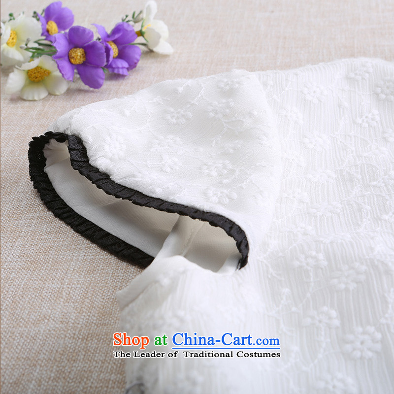 A Pinwheel Without Wind-yat Sophie collar dresses Summer 2015 Sau San embroidered chiffon cheongsam dress ivory XL, Yat Lady , , , shopping on the Internet