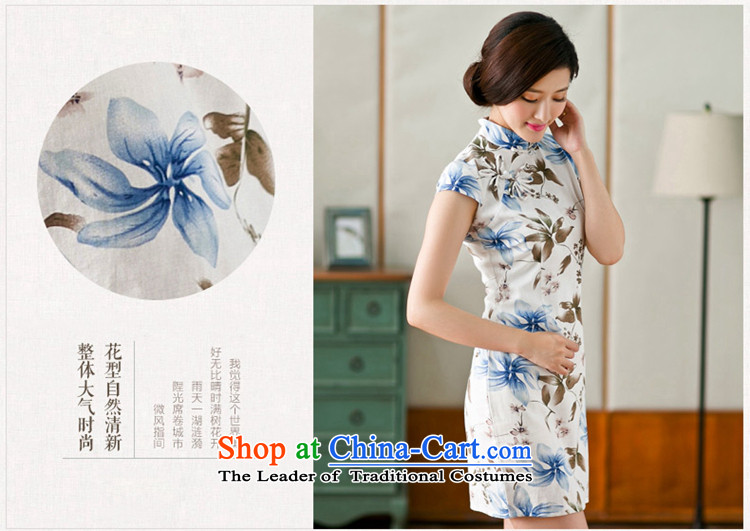 Mr Yuen So Lok sponsors summer 2015 cheongsam dress qipao improved daily new temperament cotton linen dresses of the Republic of Korea Air women YS BLUE XL Photo, prices, brand platters! The elections are supplied in the national character of distribution, so action, buy now enjoy more preferential! As soon as possible.