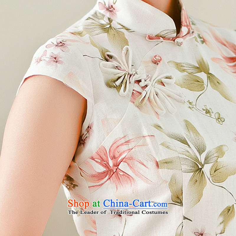 Mr Yuen So Lok sponsors summer 2015 cheongsam dress qipao improved daily new temperament cotton linen dresses of the Republic of Korea Air women YS BLUE XL, YUAN YUAN (SU) , , , shopping on the Internet