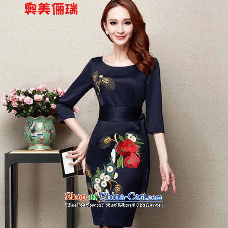 Ogilvy 2015 Autumn load, 158 new noble dinner dress cheongsam dress and embroidery blue XL