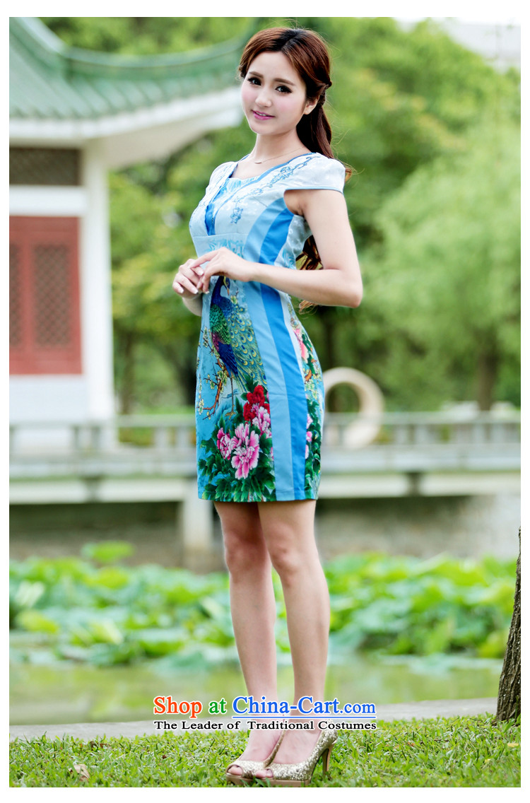 Ogilvy 2015 summer, 158 new peacock cheongsam dress short period of Chinese antique dresses, color pictures picture, prices, S brand platters! The elections are supplied in the national character of distribution, so action, buy now enjoy more preferential! As soon as possible.