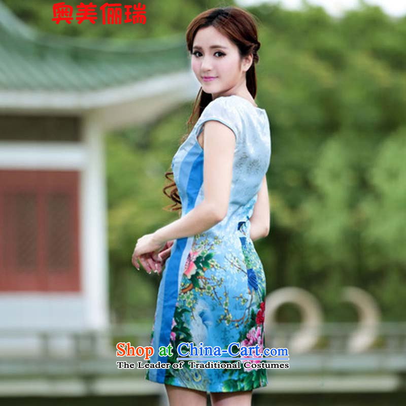 Ogilvy 2015 summer, 158 new peacock cheongsam dress short period of Chinese antique dresses, color pictures , Ogilvy 158 Shui , , , shopping on the Internet