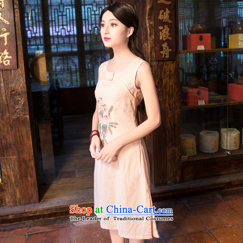 China Ethnic classic new spring and summer, improved daily linen qipao antique dresses video thin elegance Sau San and pink XXL, Wah-Classic (HUAZUJINGDIAN) , , , shopping on the Internet