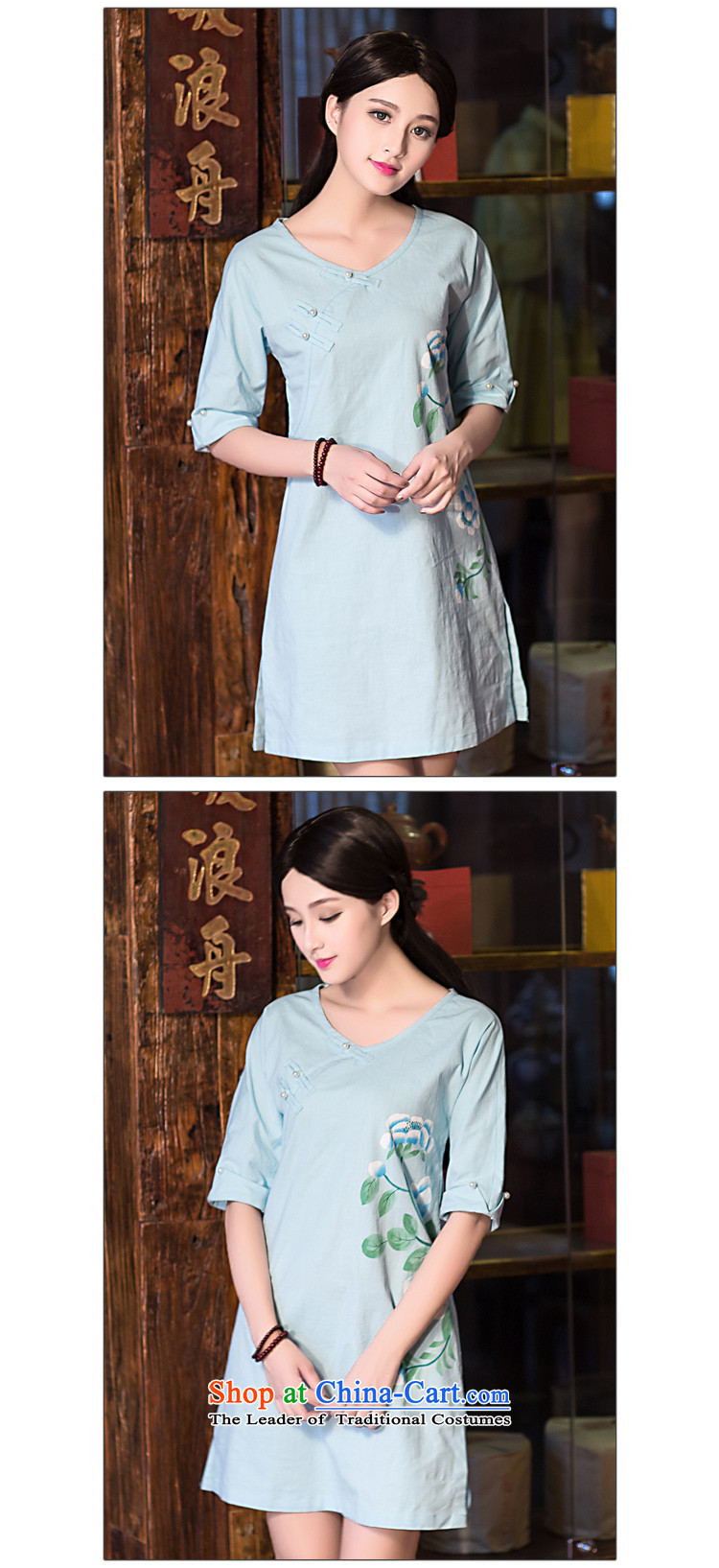 China-Tang dynasty improved classical fashion, summer cotton linen cheongsam dress loose Chinese cheongsam dress female light blue XXL picture, prices, brand platters! The elections are supplied in the national character of distribution, so action, buy now enjoy more preferential! As soon as possible.