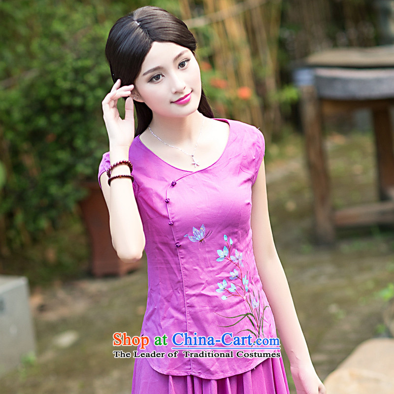 China Ethnic classic new summer 2015 for women cotton linen dresses shirt Chinese Han-tang T-shirts and flax shirt + XXL, skirts, Serb Classic (HUAZUJINGDIAN) , , , shopping on the Internet