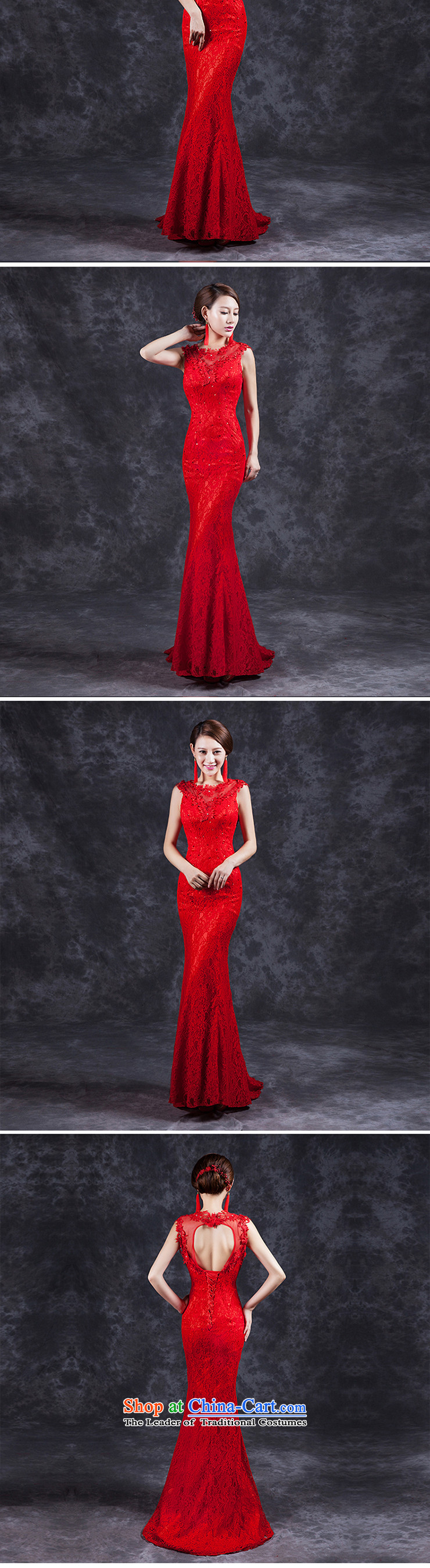 Ya Arts Workshop 2015 new summer bows services red bride wedding dress 2015 new summer Korean modern long-sleeved long word shoulder crowsfoot cheongsam red XXL picture, prices, brand platters! The elections are supplied in the national character of distribution, so action, buy now enjoy more preferential! As soon as possible.