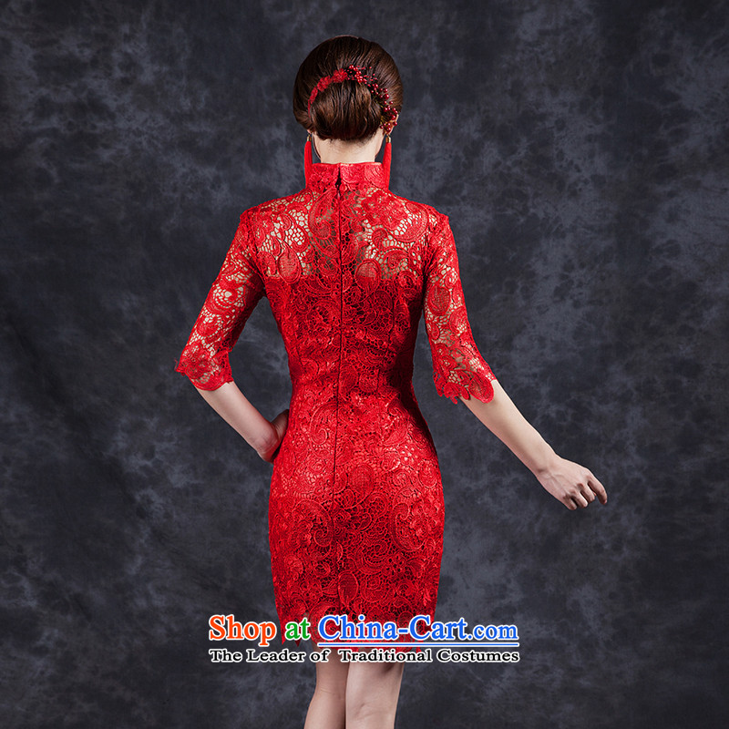 Had to hold workshop on arts retro Nga 2015 new red qipao gown bride short marriage QIPAO) bows to show dress cheongsam red red XXL, Sau San ya Arts Square shopping on the Internet has been pressed.