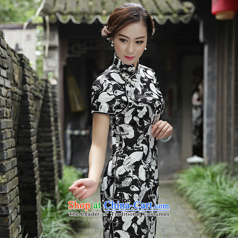 The Wu female red autumn 2015, replacing the new Silk Cheongsam dress in Sau San long style everyday women's dresses elegant stamp 39631A101 XL, Wu female red , , , shopping on the Internet