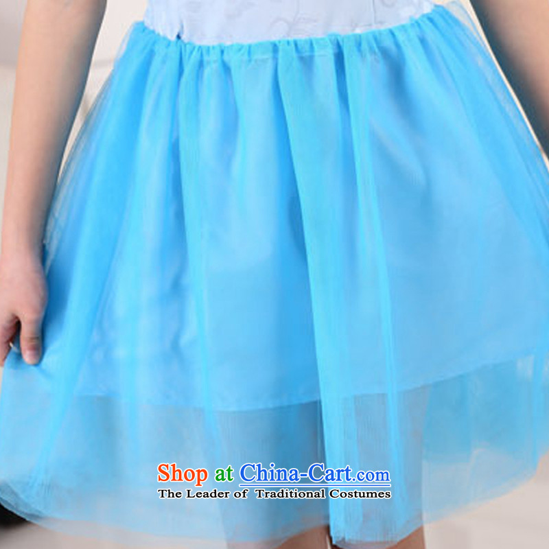 In line cloud girls qipao embroidered dress skirt girls' festival performances cheongsam dress MT51254 light blue line-woon (130cm, youthinking) , , , shopping on the Internet
