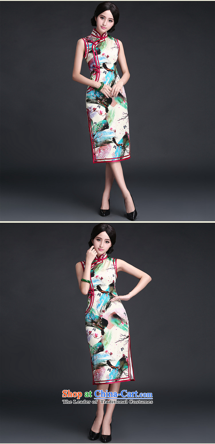 The new classic ethnic Chinese silk cheongsam dress 2015 Summer improved retro daily fashion, improved long suit XXXL picture, prices, brand platters! The elections are supplied in the national character of distribution, so action, buy now enjoy more preferential! As soon as possible.
