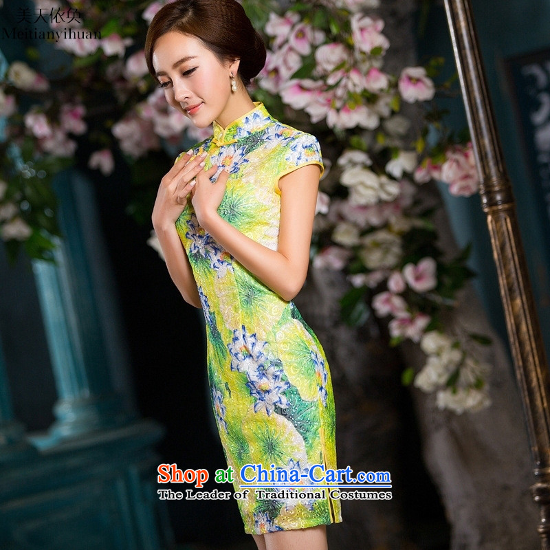 The new Composite lace Stylish retro cheongsam dress in spring and summer daily qipao gown picture color S, the United States in accordance with the property (meitianyihuan days) , , , shopping on the Internet