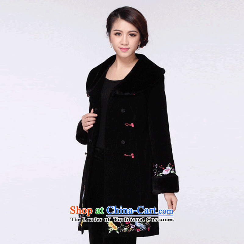 In line cloud qipao Tang dynasty China Wind Jacket RXA9110 cotton coat Black XL, stake line cloud (youthinking) , , , shopping on the Internet