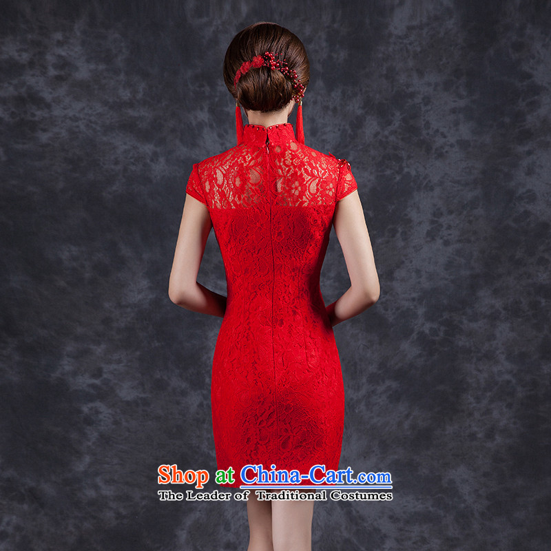 Ya Arts Square summer bows Service Bridal Wedding Dress Short skirts, improved qipao Summer 2015 new water-soluble lace red S, Jacob Sau San Arts Square shopping on the Internet has been pressed.