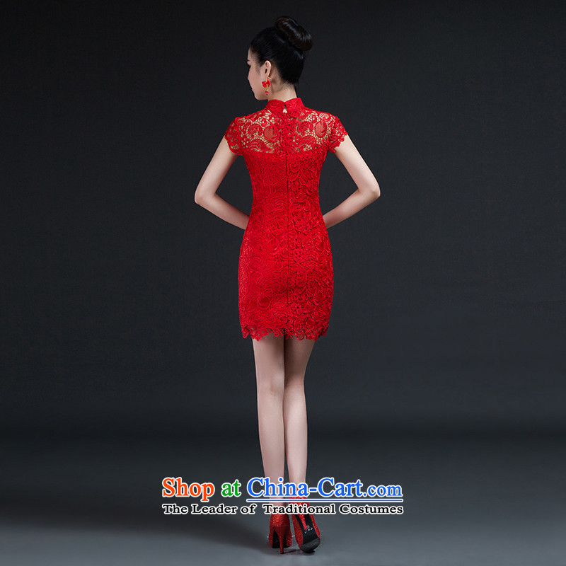 Had to hold workshop on arts stylish improvements Nga qipao 2015 new bride Korean video thin lace Sau San short of qipao skirt bows services red XXL Hsintien red , L, Nga Yi Square shopping on the Internet has been pressed.