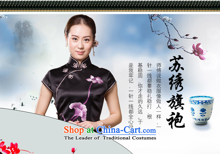 The Wu female red 2015 new cheongsam summer heavyweight silk cheongsam dress manually suzhou embroidery short qipao black - pre-sale black S picture, prices, brand platters! The elections are supplied in the national character of distribution, so action, buy now enjoy more preferential! As soon as possible.