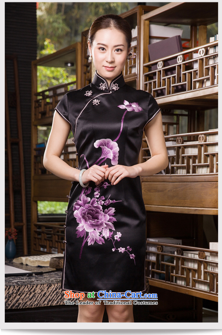 The Wu female red 2015 new cheongsam summer heavyweight silk cheongsam dress manually suzhou embroidery short qipao black - pre-sale black S picture, prices, brand platters! The elections are supplied in the national character of distribution, so action, buy now enjoy more preferential! As soon as possible.