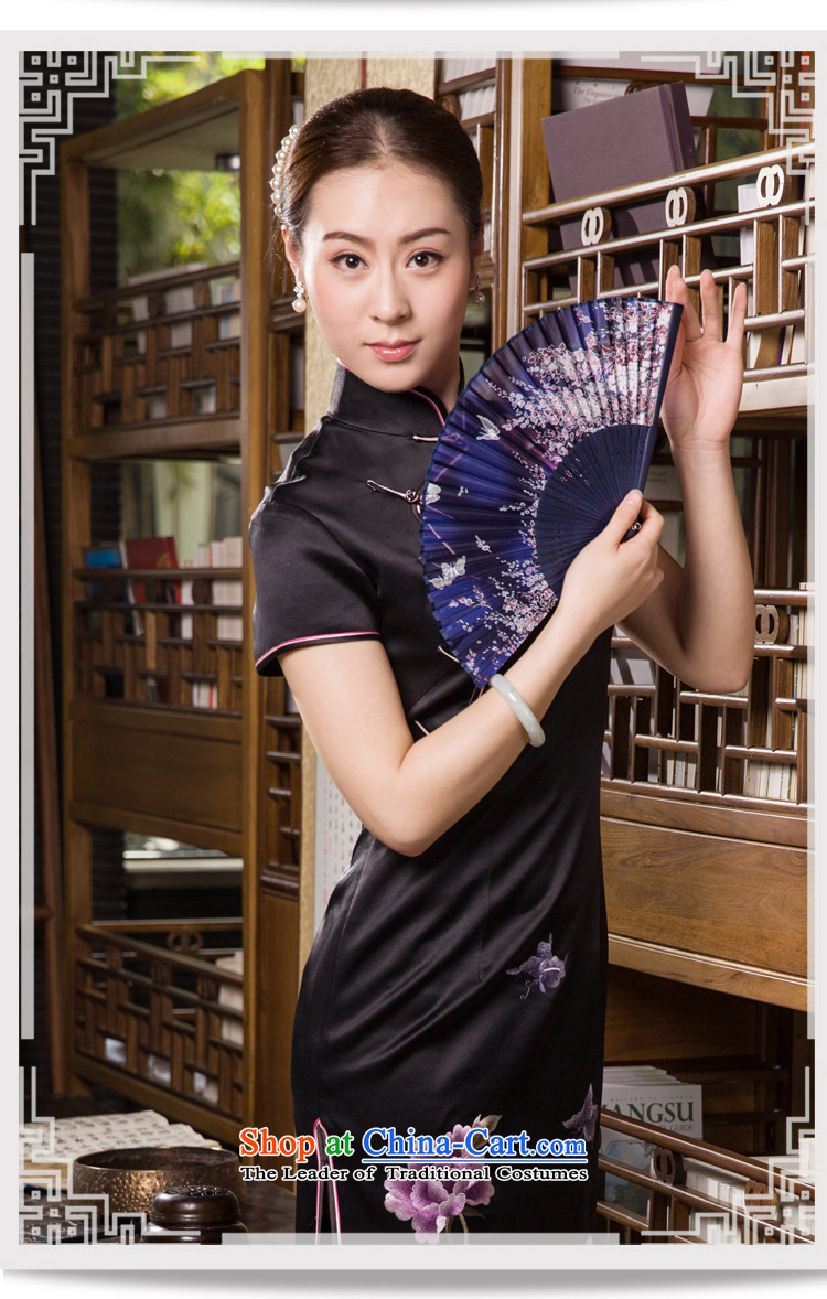 The Wu female red 2015 Summer new president-to-day handicraft embroidery pure black silk cheongsam dress Chinese herbs extract long elegant black XL photo stamp, prices, brand platters! The elections are supplied in the national character of distribution, so action, buy now enjoy more preferential! As soon as possible.