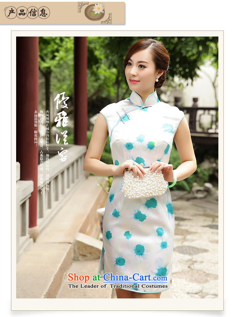 The Wu Women 2015 New Silk Cheongsam dress summer improved stylish graphics thin woman Sau San fresh wind dresses White M picture, prices, brand platters! The elections are supplied in the national character of distribution, so action, buy now enjoy more preferential! As soon as possible.