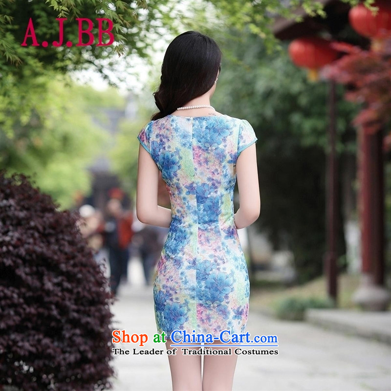 Vpro only dress 2015 new women's thin package and video Sau San Stamp China wind cheongsam dress step summer dresses yellow rose L,A.J.BB,,, shopping on the Internet