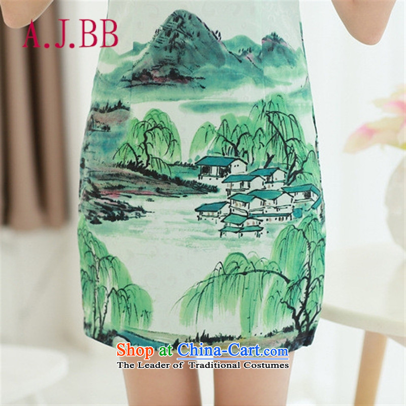 Vpro only 2015 spring/summer apparel new stamp pack and Stylish retro step skirt qipao Foutune of dresses M,A.J.BB,,, large shopping on the Internet