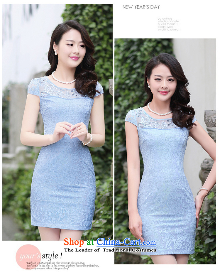 Vpro only dress 2015 Summer New Look cheongsam elegant package and video thin Sau San short-sleeved lace dresses blue XXL picture, prices, brand platters! The elections are supplied in the national character of distribution, so action, buy now enjoy more preferential! As soon as possible.