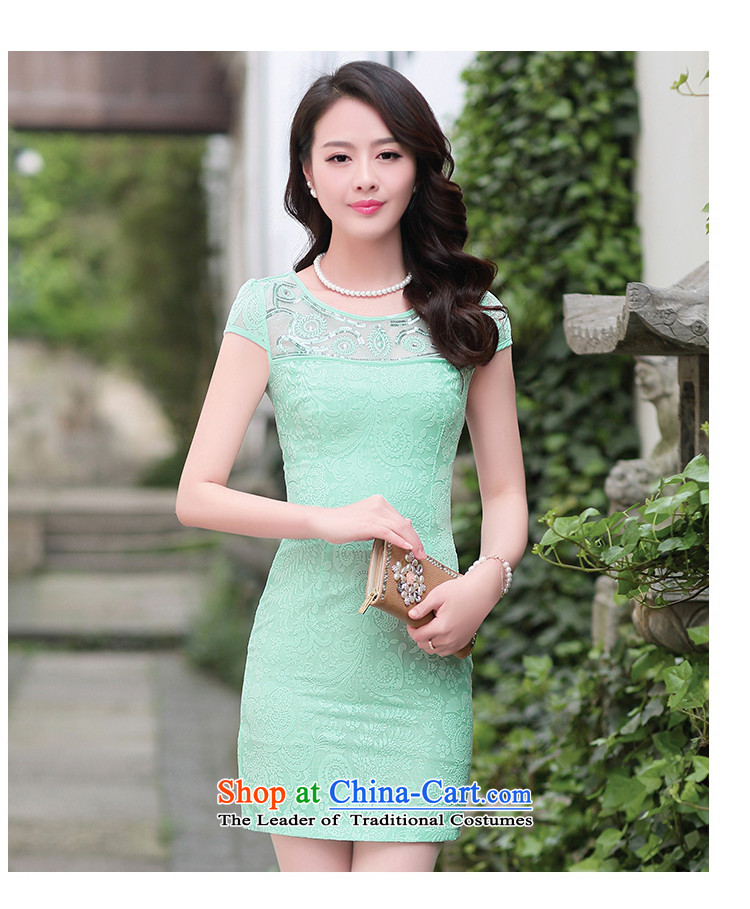Vpro only dress 2015 Summer New Look cheongsam elegant package and video thin Sau San short-sleeved lace dresses blue XXL picture, prices, brand platters! The elections are supplied in the national character of distribution, so action, buy now enjoy more preferential! As soon as possible.