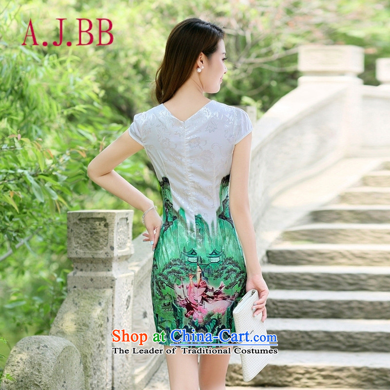 Only the 2015 summer attire vpro new qipao retro look Ms. video thin stylish improvements Sau San Green Beauty Figure XXL,A.J.BB,,, shopping on the Internet