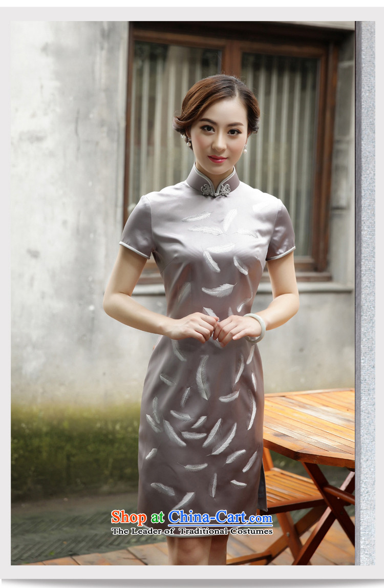 The Wu Female Red Plain manual new 2015 silk cheongsam dress embroidery decorated in short summer for women dress feather XL Photo, prices, brand platters! The elections are supplied in the national character of distribution, so action, buy now enjoy more preferential! As soon as possible.