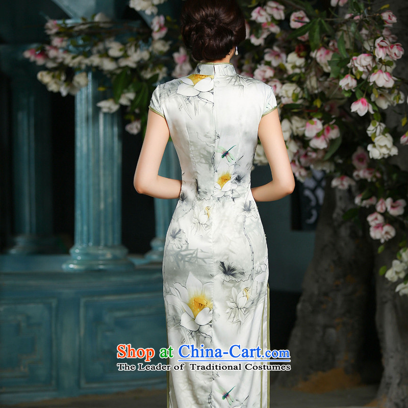 I should be grateful if you would have the ink 歆 Autumn Chinese Silk Cheongsam Lotus retro improved leaf banquet service ZA706 Sau San dress 2XL, 歆 ink (MOXIN) , , , shopping on the Internet