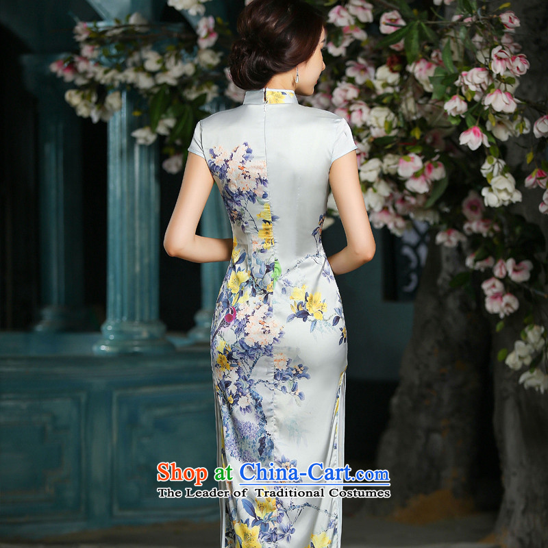 The Huai Yui 2015 new 歆, summer short-sleeved cheongsam dress, day-to-day long thin Graphics Improvement cheongsam dress ZA707 Sau San M Ink 歆 MOXIN (shopping on the Internet has been pressed.)