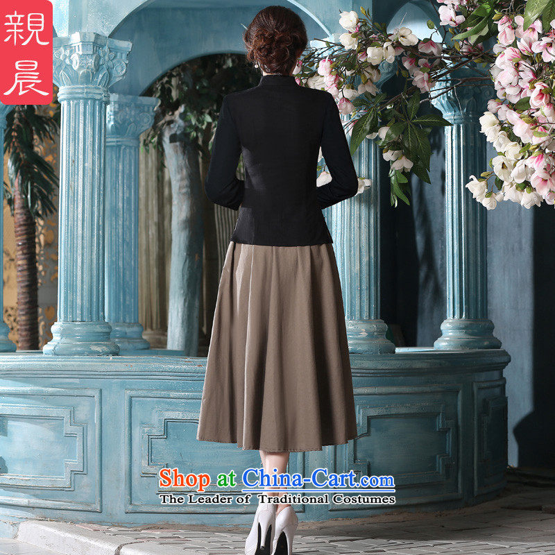 The new summer and fall of 2015 with daily improved fashion, cuff cotton linen dresses CHINESE CHEONGSAM Dress Shirt female retro 7 sleeved shirt +MQ310 khaki skirts 2XL, pro-am , , , shopping on the Internet