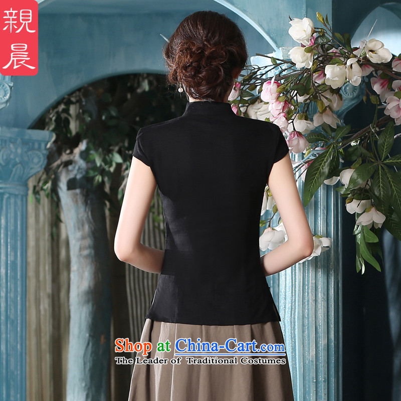 The new summer and fall of 2015 with daily improved fashion, cuff cotton linen dresses CHINESE CHEONGSAM Dress Shirt female retro 7 sleeved shirt +MQ310 khaki skirts 2XL, pro-am , , , shopping on the Internet