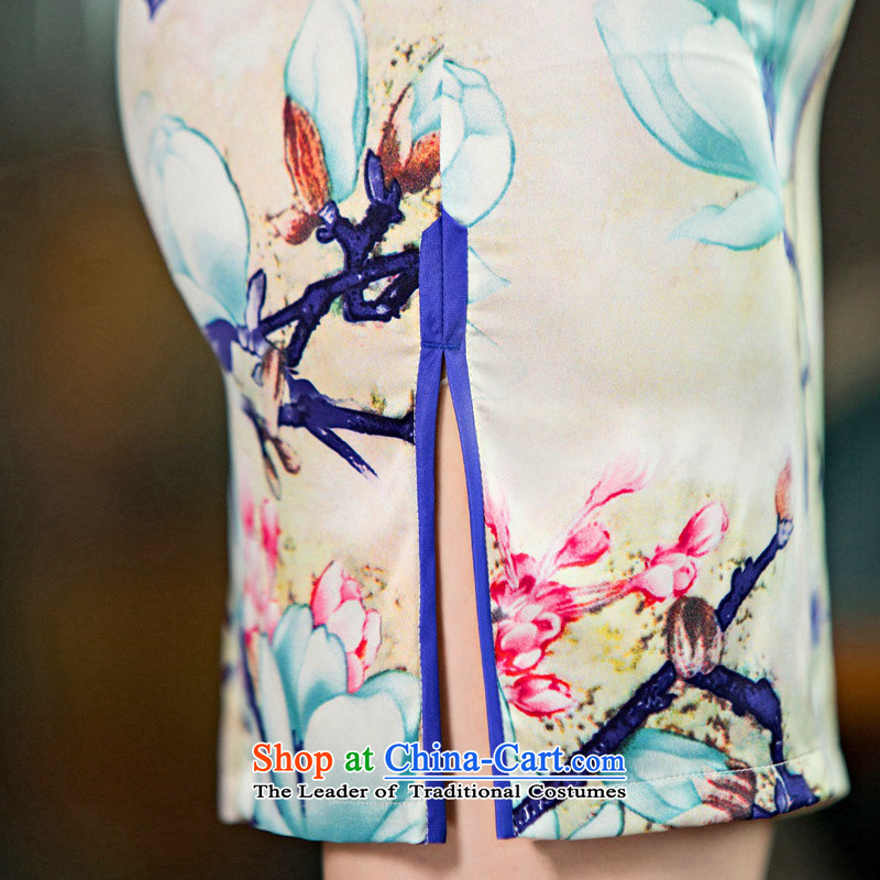 Yuan of Kwai says the new cheongsam dress 2015 improved retro cheongsam decorated in stamp nation summer wind female Chinese Dress Suit M yuan of QD245 YUAN SU shopping on the Internet has been pressed.)
