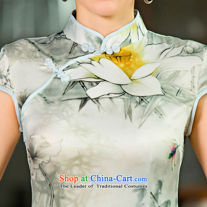 Yuan of picking the national culture and stylish Lin quality Silk Cheongsam improved retro 2015 new cheongsam dress China wind QD244 female Suit M yuan (YUAN SU) , , , shopping on the Internet