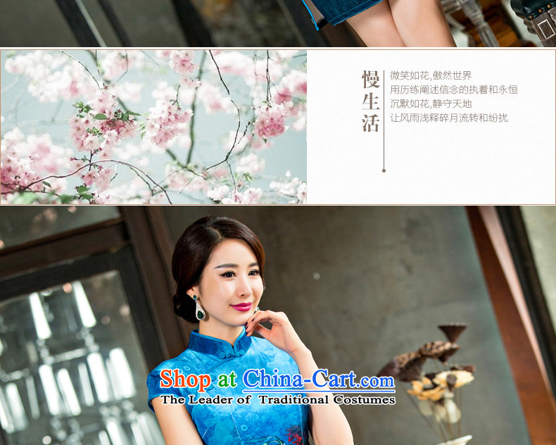 Yuan of Sogang temperament scouring pads qipao on 2015 new cheongsam dress retro improved cheongsam dress cheongsam dress QD095 BLUE S picture, prices, brand platters! The elections are supplied in the national character of distribution, so action, buy now enjoy more preferential! As soon as possible.