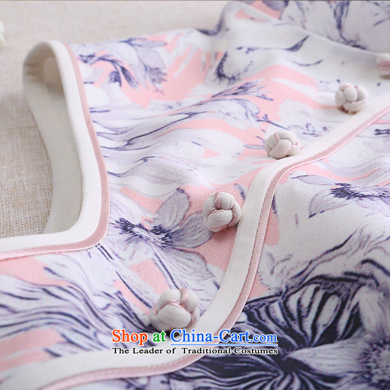 A Pinwheel Without Wind Flower-Madeunlike Yat Summer 2015 new improved summer qipao retro Sau San improved chiffon dresses 2XL, Pink Lady Yat shopping on the Internet has been pressed.