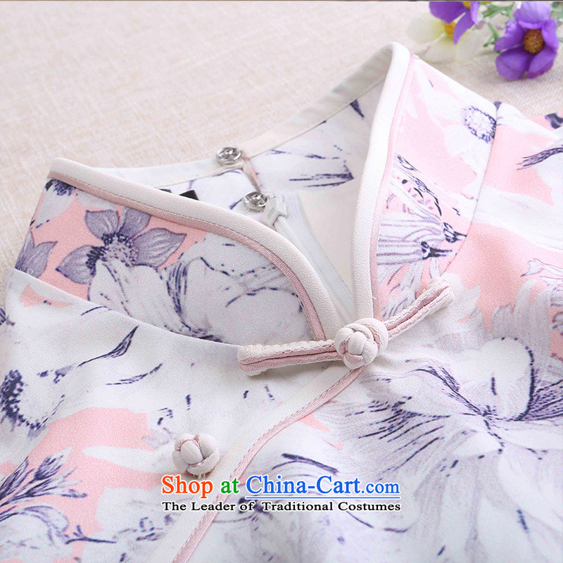 A Pinwheel Without Wind Flower-Madeunlike Yat Summer 2015 new improved summer qipao retro Sau San improved chiffon dresses 2XL, Pink Lady Yat shopping on the Internet has been pressed.