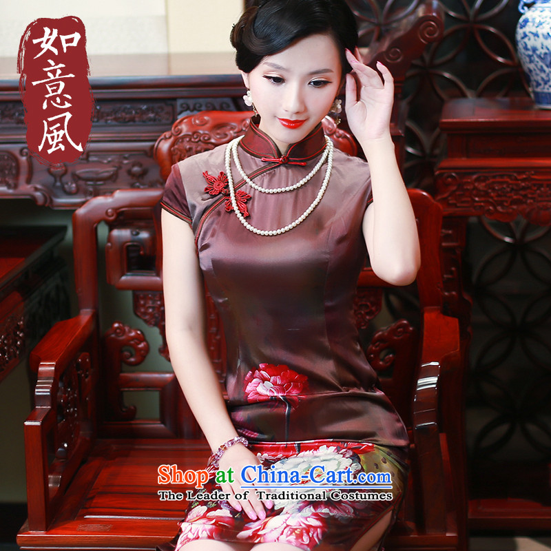 After a new summer 2015 wind Silk Cheongsam improved heavyweight herbs extract routine Sau San qipao 4318 4318 S, after the wind has been pressed suit shopping on the Internet