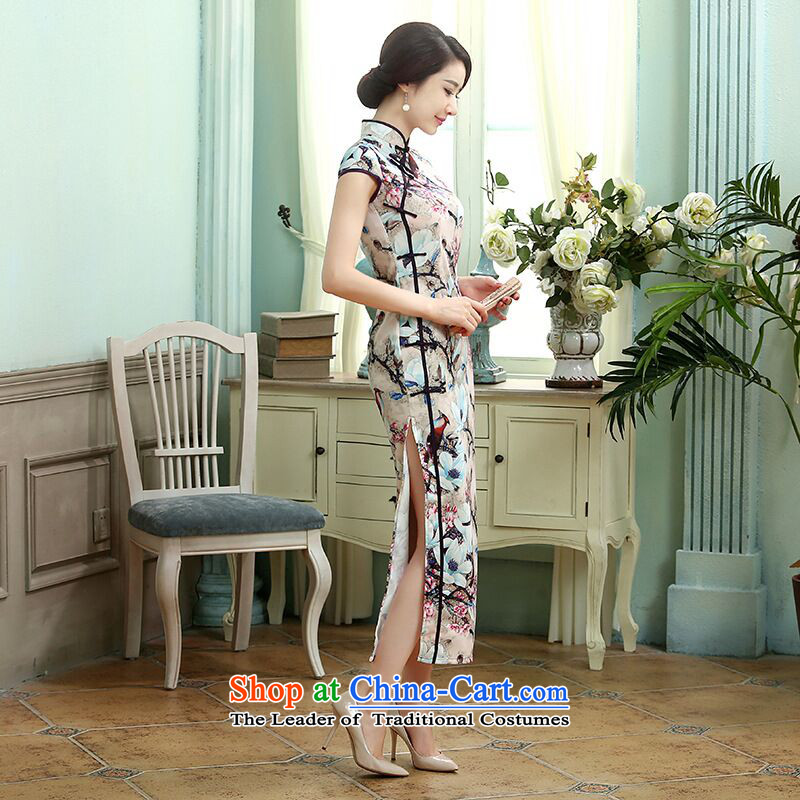 It new president long qipao daily retro Chinese improved Silk Dresses Tulip Sau San long qipao figure color L, floral shopping on the Internet has been pressed.