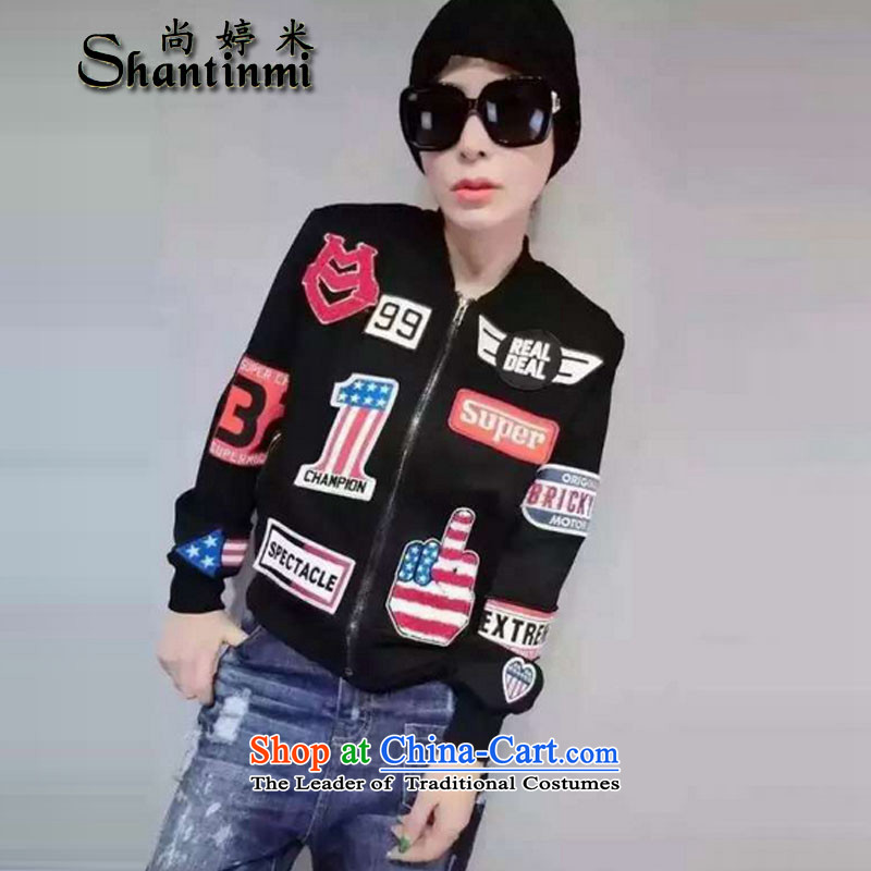 Yet Ting m European site autumn, trendy labeling sweater cotton clothing to do not have friends black?L